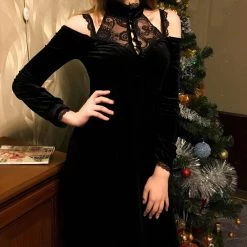 Cradle Of Goth DRESSES Halter Velvet Dress