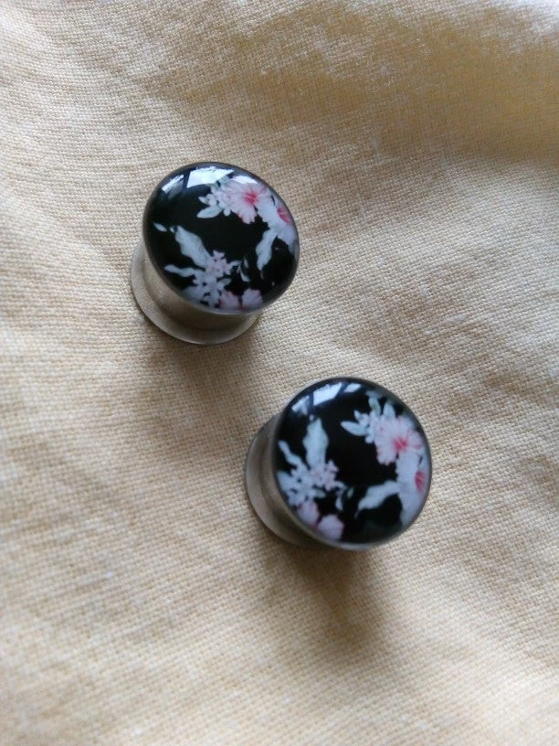 Cradle Of Goth Flowers Of Eternity Plugs EARRINGS 4 Cradle Of Goth Flowers Of Eternity Plugs EARRINGS