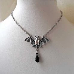 Cradle Of Goth NECKLACES Bat Necklace With Crystal