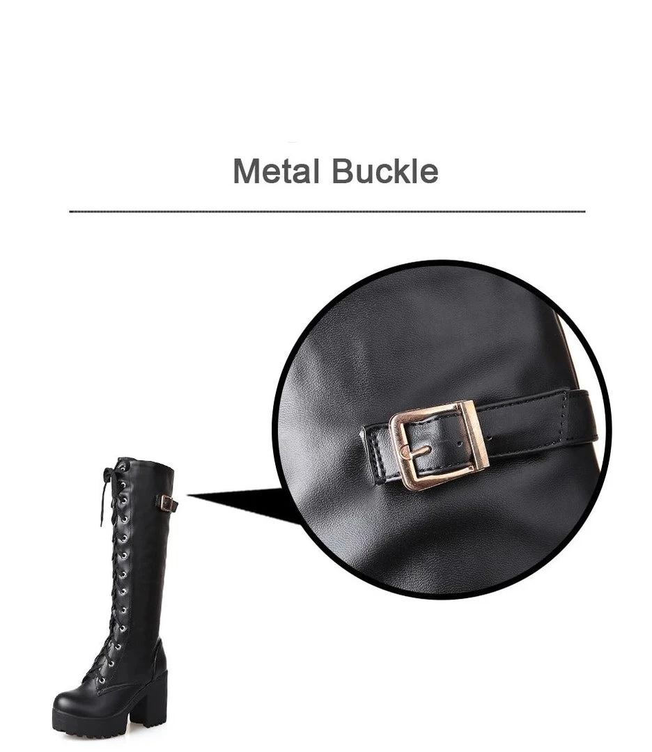 Cradle Of Goth Knee High Goth Boots (Vegan Leather) 8 Cradle Of Goth Knee High Goth Boots (Vegan Leather)