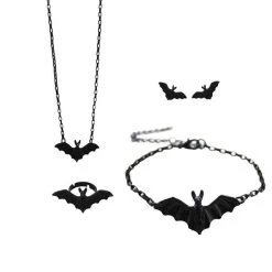 Cradle Of Goth NECKLACES Batty Set (Necklace, Ring, Bracelet And Earrings)