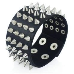 Cradle Of Goth Faux Leather Bracelet With Spikes