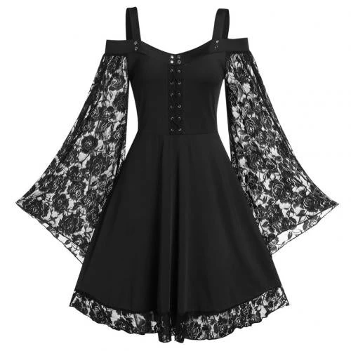 Cradle Of Goth DRESSES Flared Lace Dress 3 Cradle Of Goth DRESSES Flared Lace Dress