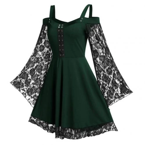 Cradle Of Goth DRESSES Flared Lace Dress 5 Cradle Of Goth DRESSES Flared Lace Dress