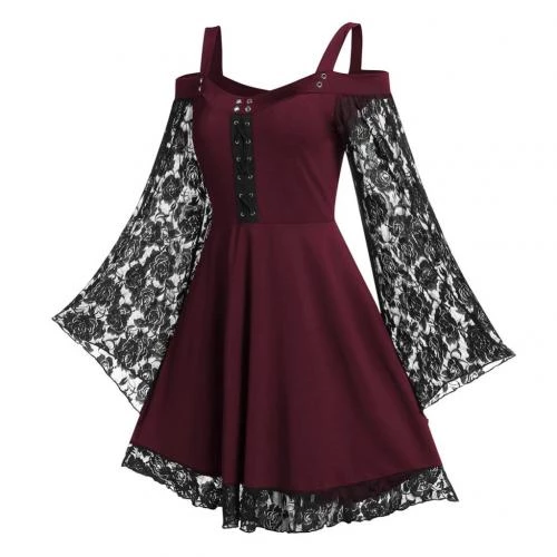 Cradle Of Goth DRESSES Flared Lace Dress 6 Cradle Of Goth DRESSES Flared Lace Dress