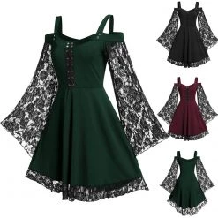 Cradle Of Goth DRESSES Flared Lace Dress 13 Cradle Of Goth DRESSES Flared Lace Dress