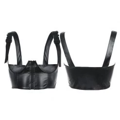 Cradle Of Goth CAGE BRAS & HARNESSES Hollow Crop-top (Vegan Leather)