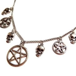 Cradle Of Goth NECKLACES Skull & Pentagram Necklace