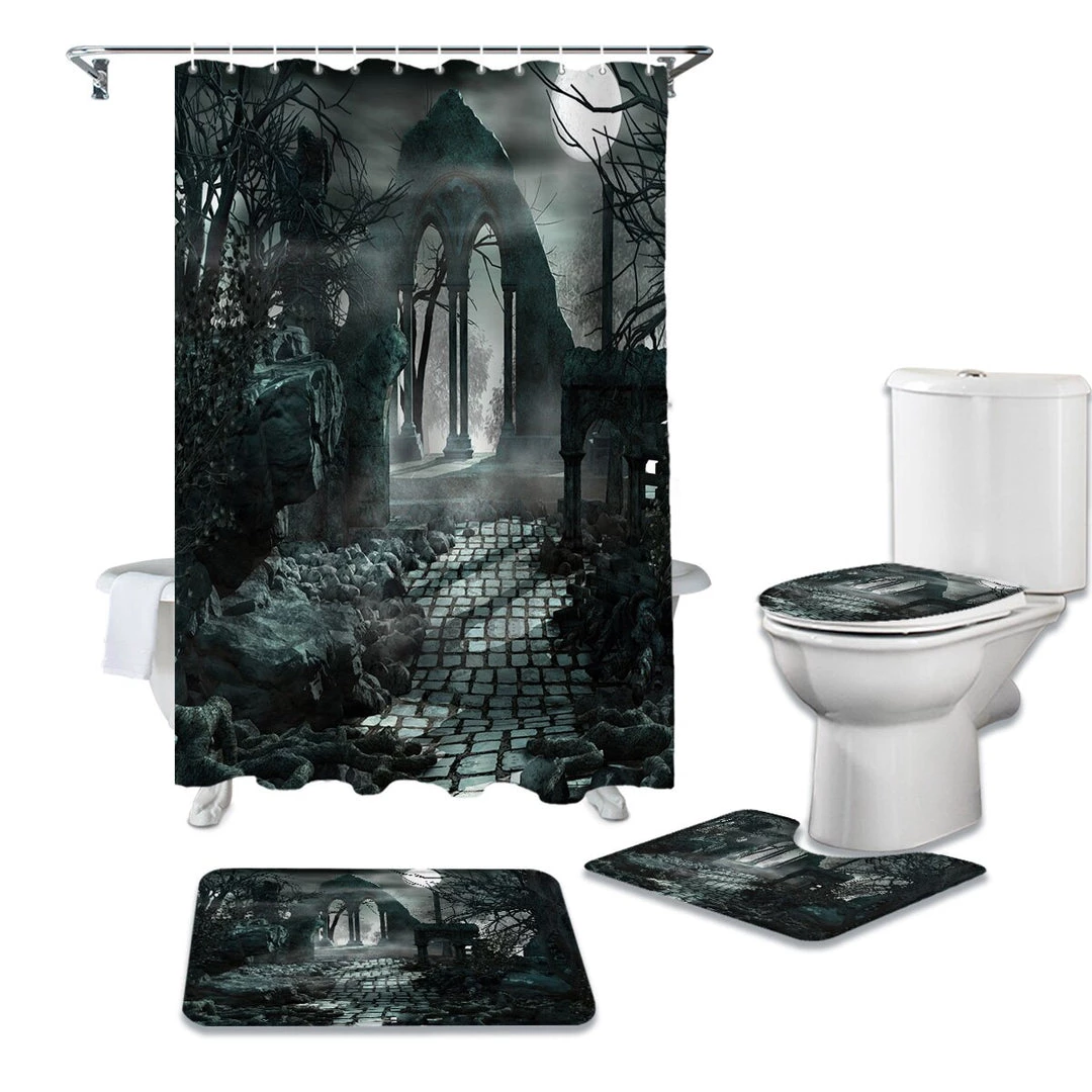Cradle Of Goth Horror Shower Curtain And Rug Set BATH 1 Cradle Of Goth Horror Shower Curtain And Rug Set BATH