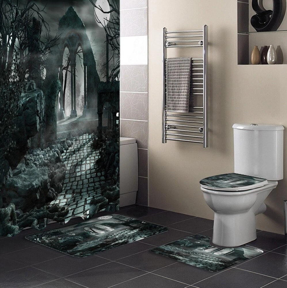 Cradle Of Goth Horror Shower Curtain And Rug Set BATH 15 Cradle Of Goth Horror Shower Curtain And Rug Set BATH