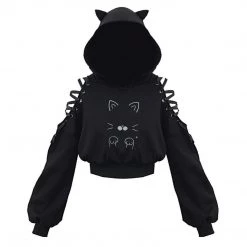 Cradle Of Goth Kitty Hoodie (plus Sizes Available) HOODIES & SWEATERS
