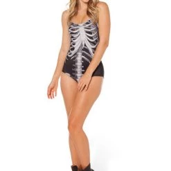Cradle Of Goth GOTH SWIMWEAR Skeleton One-piece
