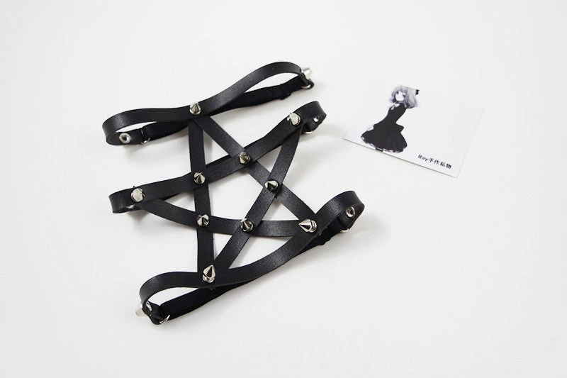 Cradle Of Goth GARTERS Spiked Pentagram Garter 2 Cradle Of Goth GARTERS Spiked Pentagram Garter