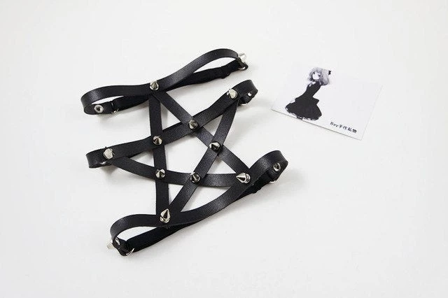 Cradle Of Goth GARTERS Spiked Pentagram Garter 7 Cradle Of Goth GARTERS Spiked Pentagram Garter