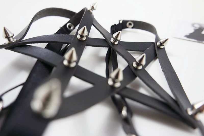 Cradle Of Goth GARTERS Spiked Pentagram Garter 4 Cradle Of Goth GARTERS Spiked Pentagram Garter