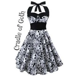 Cradle Of Goth Sleeveless Skulls & Roses Dress