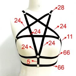 Cradle Of Goth CAGE BRAS & HARNESSES Pentagram Harness Bra