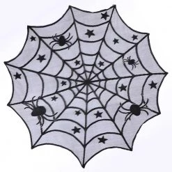 Cradle Of Goth Round Spider Web Tablecloth