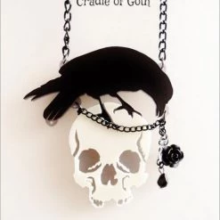 Cradle Of Goth Raven Skull Necklace NECKLACES