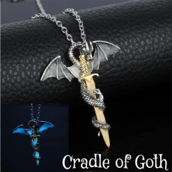Cradle Of Goth NECKLACES The Dragon's Sword Pendant Necklace