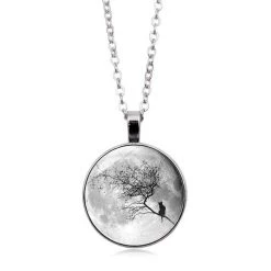Cradle Of Goth Gray Moon Necklace