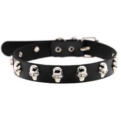 Cradle Of Goth Vegan Leather Choker With Skulls