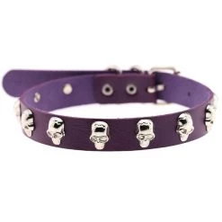 Cradle Of Goth Vegan Leather Choker With Skulls