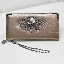 Cradle Of Goth Grinning Skull Long Wallet (Vegan Leather) WALLETS