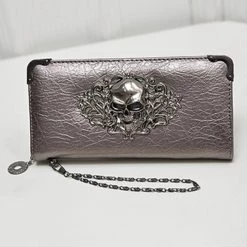 Cradle Of Goth Grinning Skull Long Wallet (Vegan Leather) WALLETS