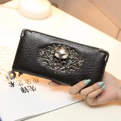 Cradle Of Goth Grinning Skull Long Wallet (Vegan Leather) WALLETS