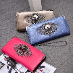 Cradle Of Goth Grinning Skull Long Wallet (Vegan Leather) WALLETS