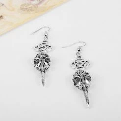 Cradle Of Goth Crow Skull Earrings