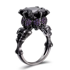 Cradle Of Goth Zircon Stone Skull Ring RINGS
