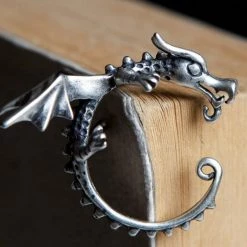Cradle Of Goth Clingy Dragon Silver Earrings