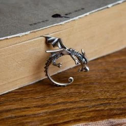 Cradle Of Goth Clingy Dragon Silver Earrings