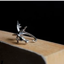 Cradle Of Goth Clingy Dragon Silver Earrings