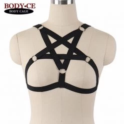 Cradle Of Goth CAGE BRAS & HARNESSES Occult Lust Pentagram Harness (Handmade)