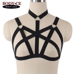 Cradle Of Goth CAGE BRAS & HARNESSES Occult Lust Pentagram Harness (Handmade)