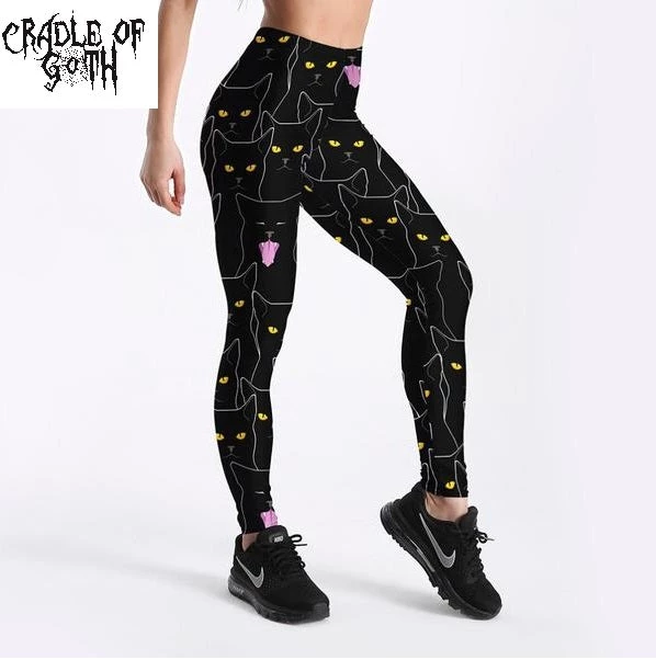 Cradle Of Goth TIGHTS & LEGGINGS Cats In The Night Leggings 1 Cradle Of Goth TIGHTS & LEGGINGS Cats In The Night Leggings