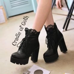 Deals Cradle Of Goth Store 35 Cradle Of Goth Lady Lace Boots (Handmade, Vegan) SHOES