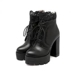 Cradle Of Goth Lady Lace Boots (Handmade, Vegan) SHOES