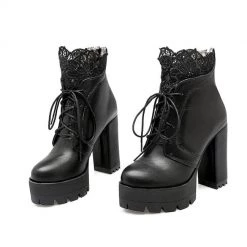 Cradle Of Goth Lady Lace Boots (Handmade, Vegan) SHOES