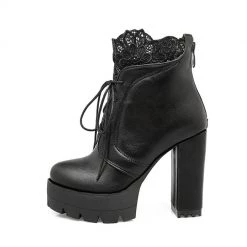 Cradle Of Goth Lady Lace Boots (Handmade, Vegan) SHOES