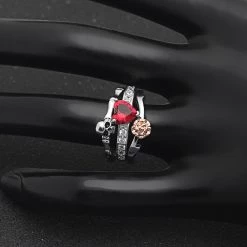 Cradle Of Goth Skull Love Ring