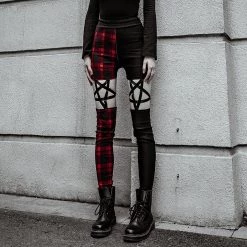 Cradle Of Goth Black And Red Pentagram Pants