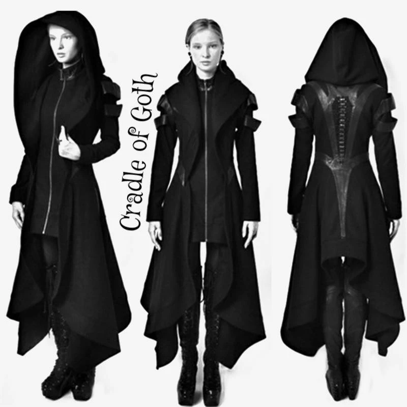 Cradle Of Goth COATS & JACKETS The Worshiper's Hooded Overcoat 1 Cradle Of Goth COATS & JACKETS The Worshiper's Hooded Overcoat
