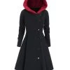 Cradle Of Goth COATS & JACKETS Red Hooded Goth Coat (Spring/Fall Season) Plus Size