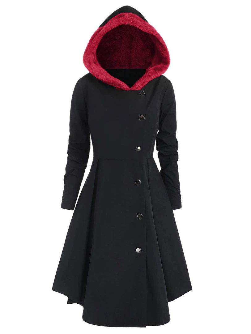 Cradle Of Goth COATS & JACKETS Red Hooded Goth Coat (Spring/Fall Season) Plus Size 1 Cradle Of Goth COATS & JACKETS Red Hooded Goth Coat (Spring/Fall Season) Plus Size