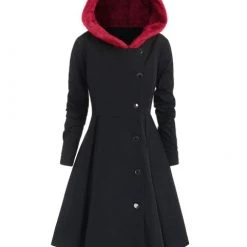 Cradle Of Goth COATS & JACKETS Red Hooded Goth Coat (Spring/Fall Season) Plus Size 18 Cradle Of Goth COATS & JACKETS Red Hooded Goth Coat (Spring/Fall Season) Plus Size