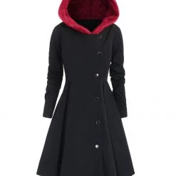 Cradle Of Goth COATS & JACKETS Red Hooded Goth Coat (Spring/Fall Season) Plus Size 26 Cradle Of Goth COATS & JACKETS Red Hooded Goth Coat (Spring/Fall Season) Plus Size